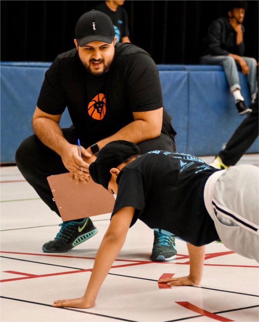 Harv coaching youth basketball in  brampton