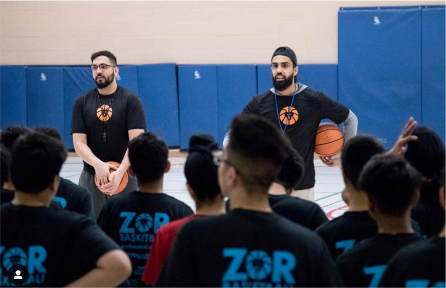 Founders Manny and Harvinder coaching basketball in Brampton at a basketball camp